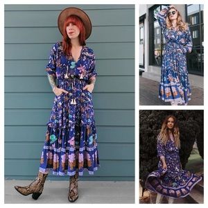 Spell Wild Bloom Midi Dress in Navy